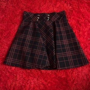 Medium red and black plaid skirt with a small corset front